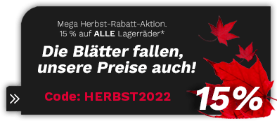 Mega Herbst-Rabatt-Aktion. 15 % auf alle Lagerräder